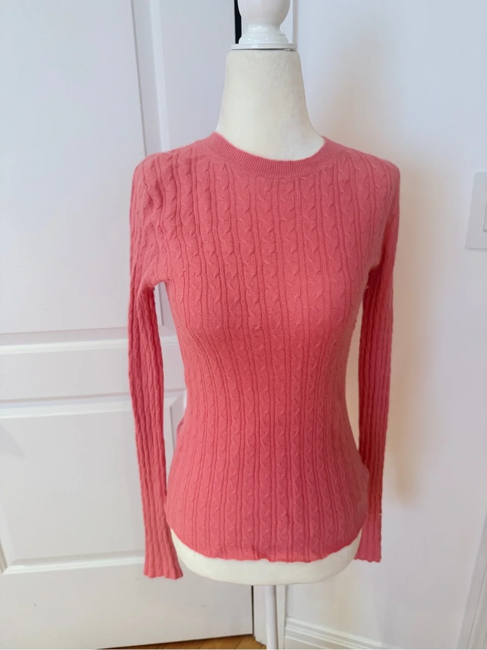 Banana Republic Coral Cable-Knit Crewneck Sweater
